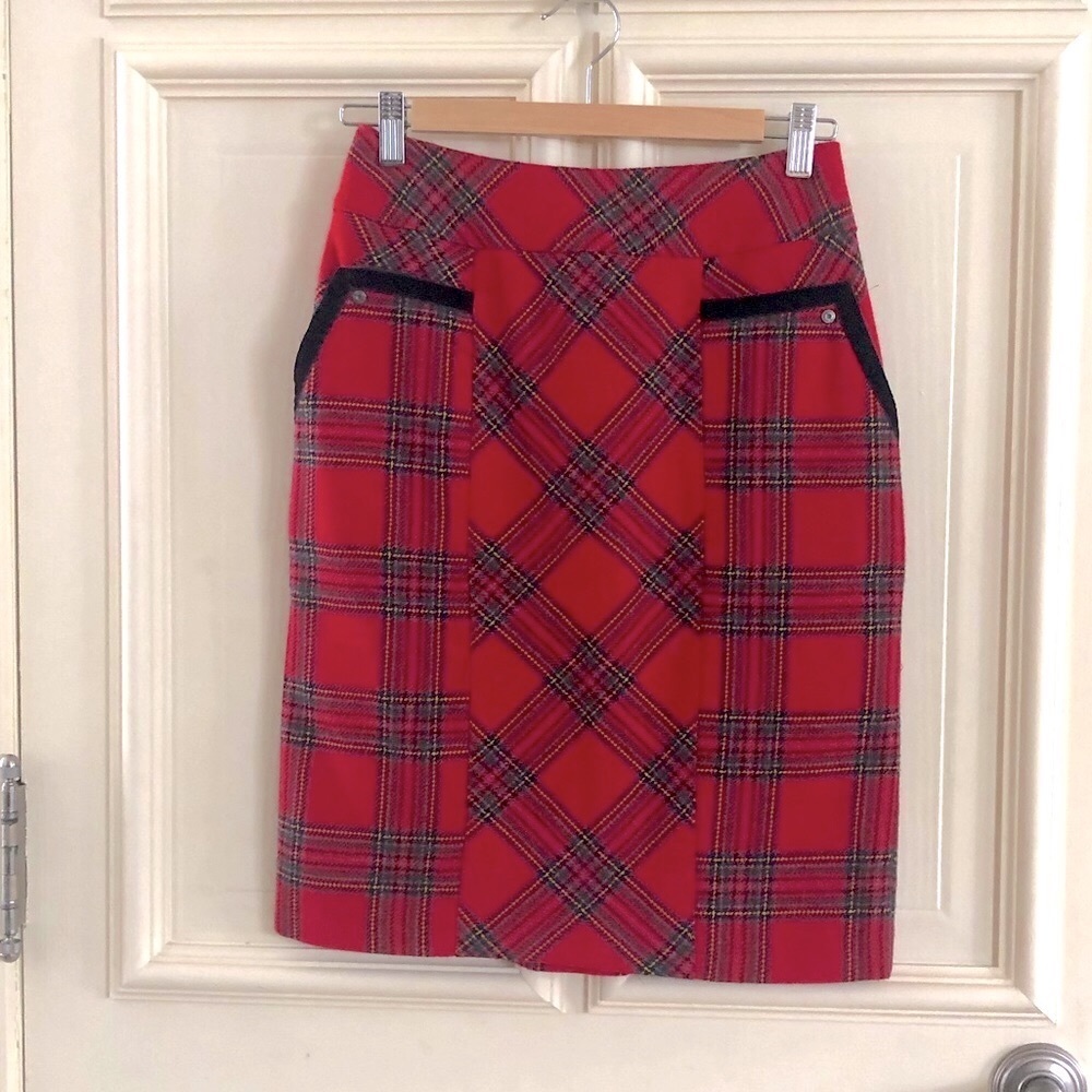 Plaid wool pencil skirt - Size 6